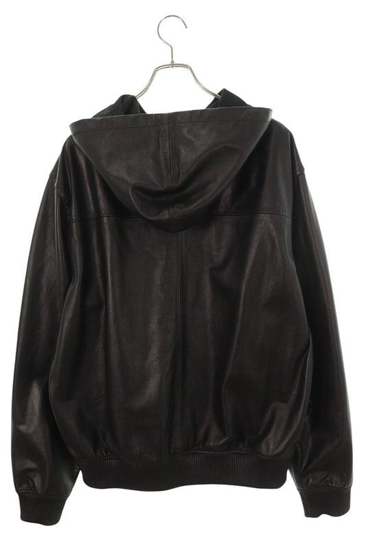 LAST NEST Half-Zip Pullover Cowhide Hoodie Black Size L
