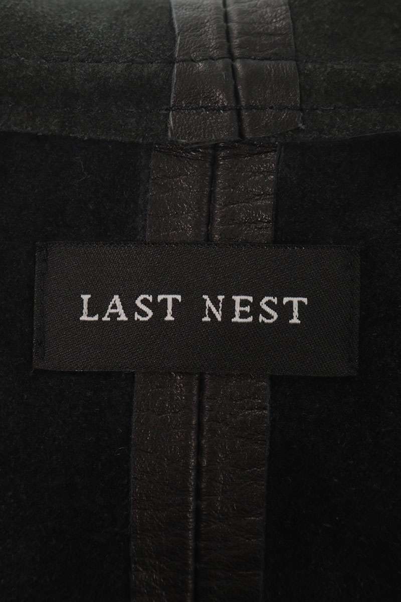 LAST NEST Half-Zip Pullover Cowhide Hoodie Black Size L