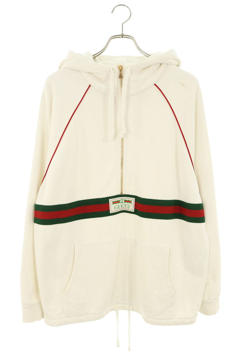 GUCCI Logo Label Half-Zip Hoodie Multi Cotton Size M