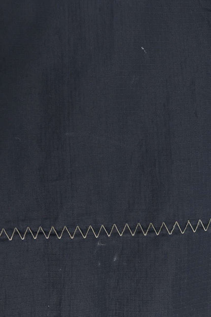 HERMES Half-Zip Nylon Panel Short Sleeve Hoodie Navy Size L