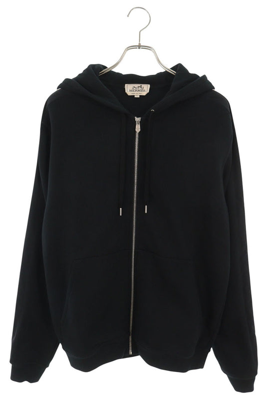 HERMES RUN H Sideline Zip Up Hoodie Black White Size M
