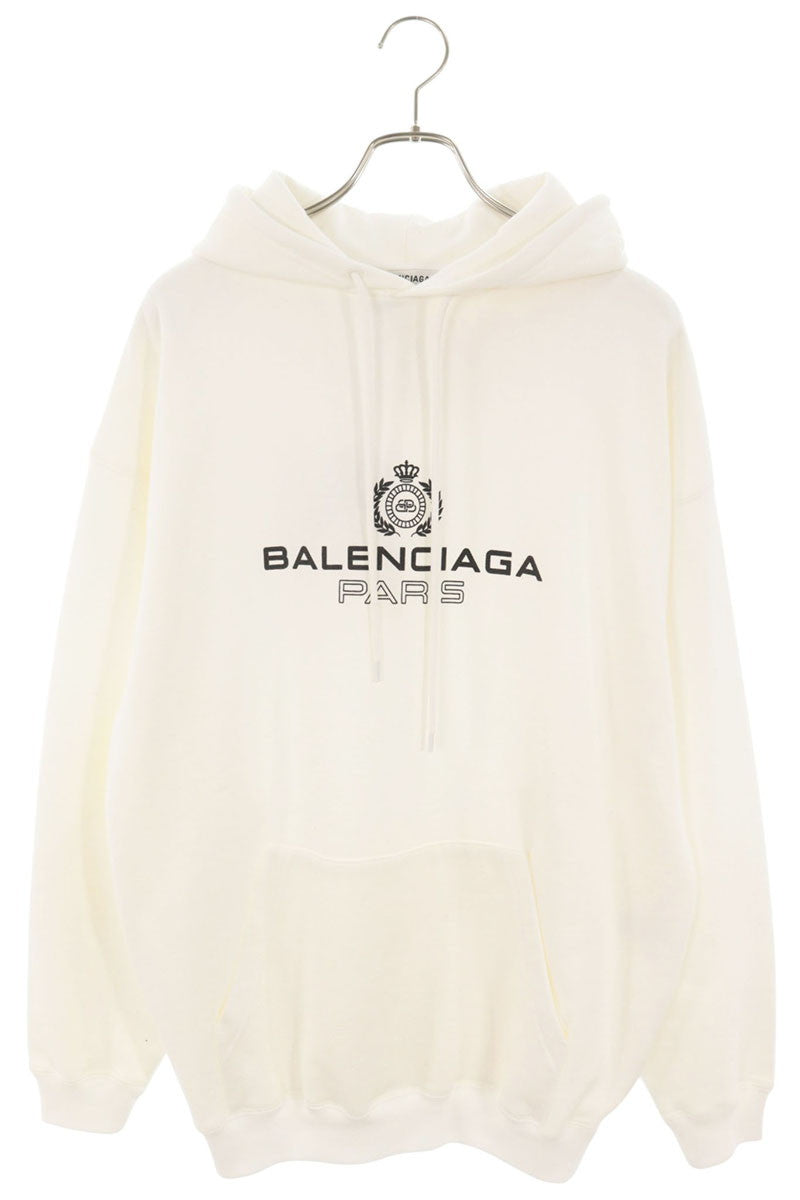 BALENCIAGA BB Paris Logo Cotton Hoodie White Size XS