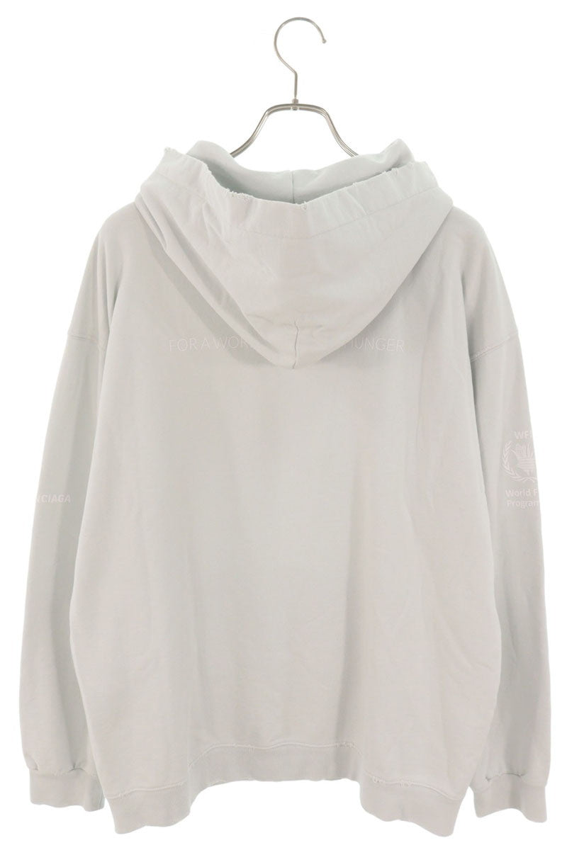 BALENCIAGA WFP Logo Cotton Hoodie Light Gray Size M
