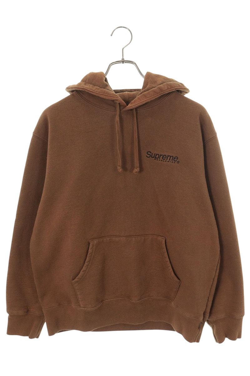 SUPREME 23SS Worldwide Logo Hoodie Brown Size S