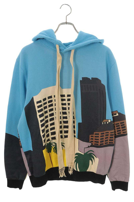 LOEWE Back Logo Embroidered All-Over Hoodie Blue Size L