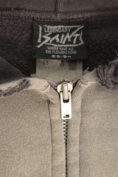 SAINT MICHAEL "SNT HUNTER" Distressed Zip Hoodie Gray Size L