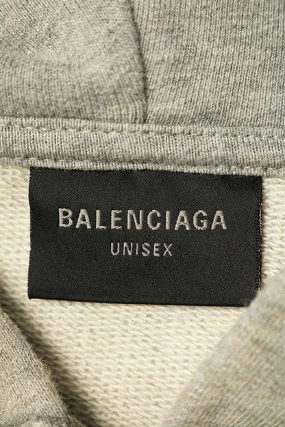 BALENCIAGA Skater Graphic Distressed Hoodie Gray Size M