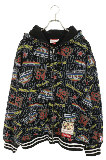 SUPREME x Mitchell & Ness NBA All-Over Hoodie Black Size L