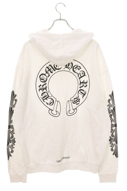 Chrome Hearts Back Horseshoe Print Zip Hoodie White Size L
