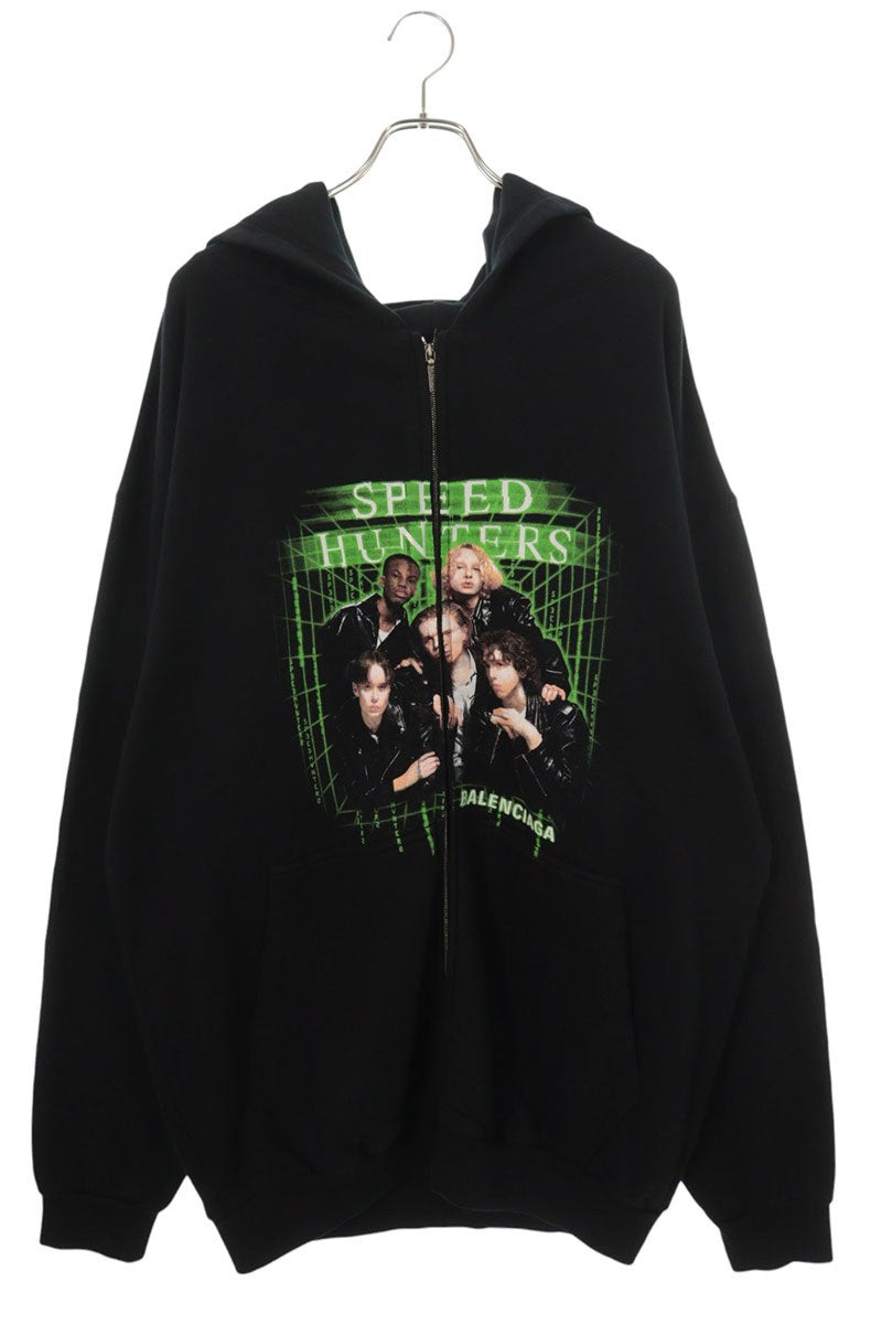 BALENCIAGA 19SS Speedhunters Zip Hoodie Black Cotton Size M
