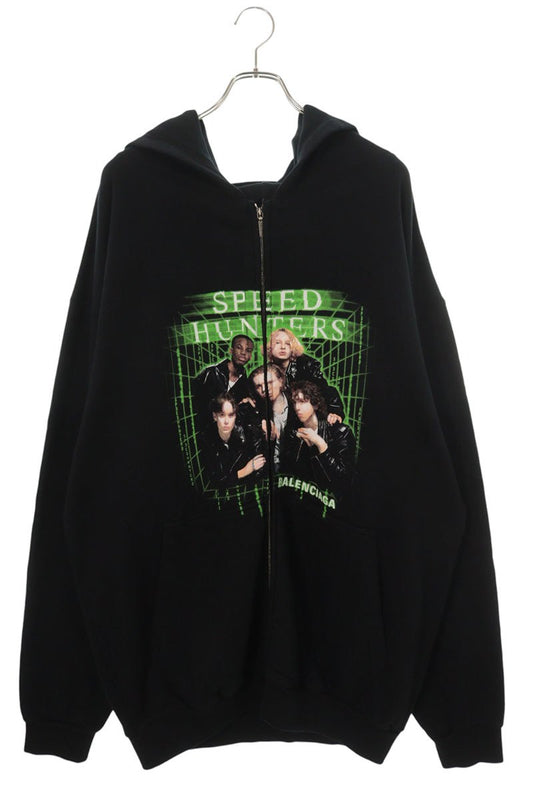 BALENCIAGA 19SS Speedhunters Zip Hoodie Black Cotton Size M