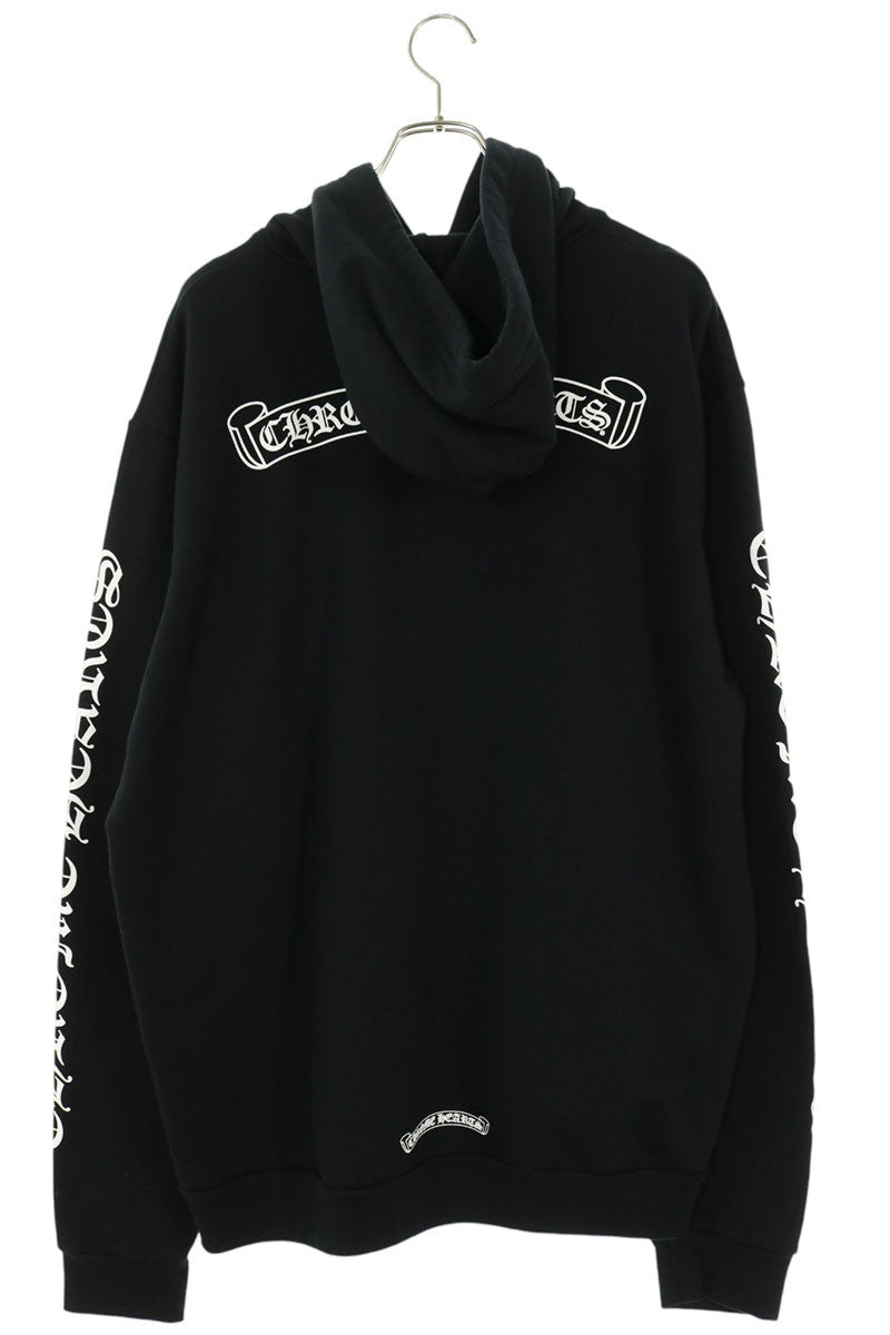 Chrome Hearts Back Label Logo Hoodie Black/White Size L