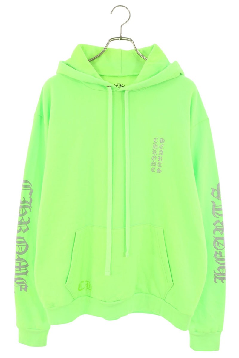 Chrome Hearts Sleeve Letter Print Hoodie Green Size M