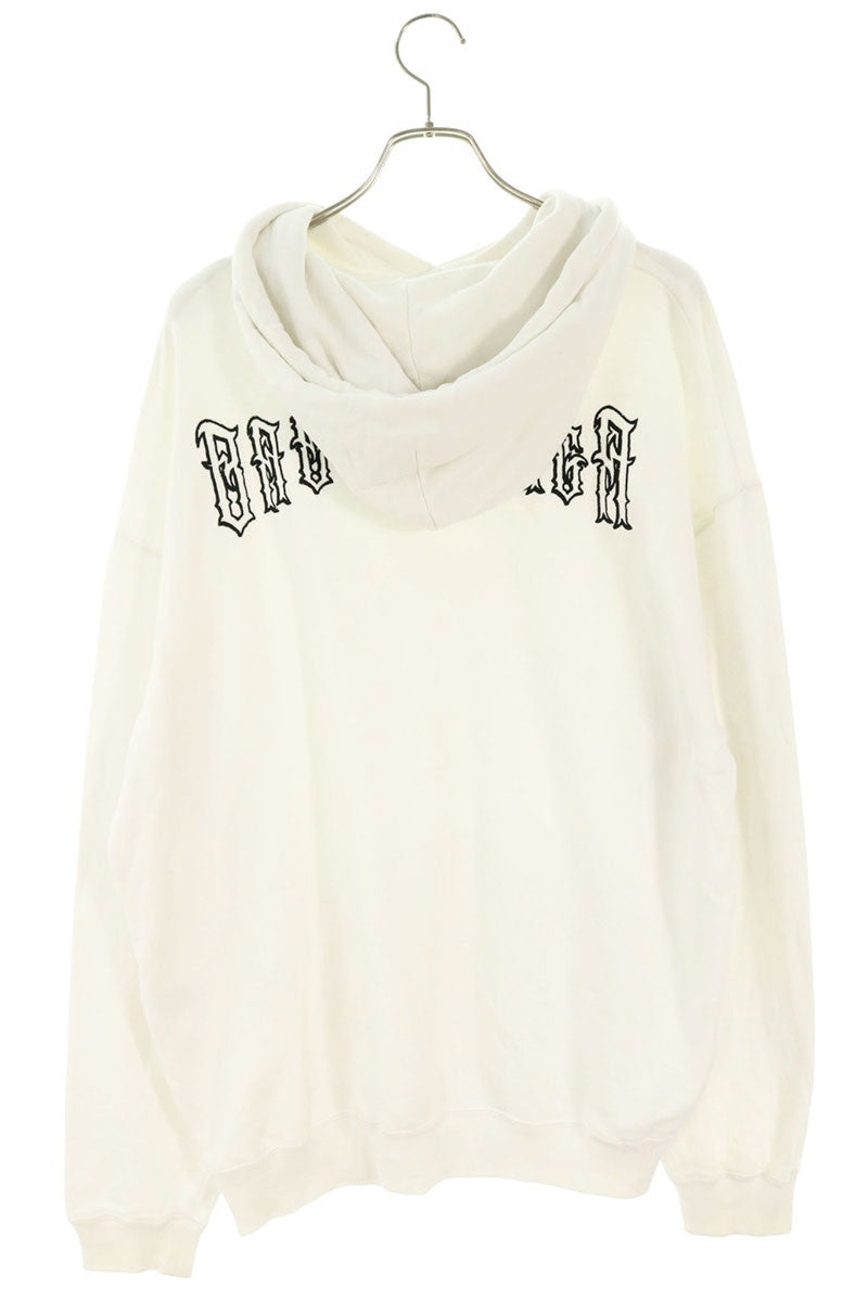 BALENCIAGA Back Tattoo Logo Embroidered Hoodie White Size XS