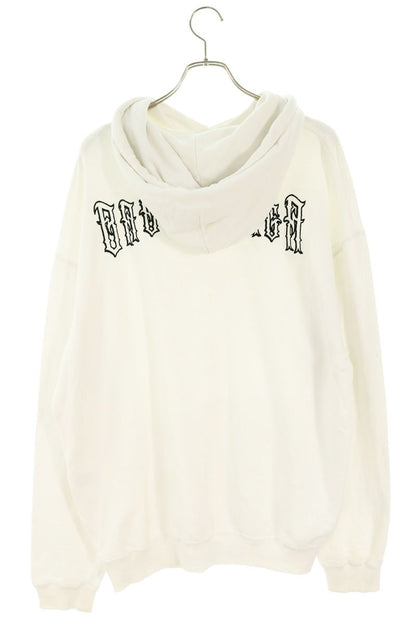 BALENCIAGA Back Tattoo Logo Embroidered Hoodie White Size XS