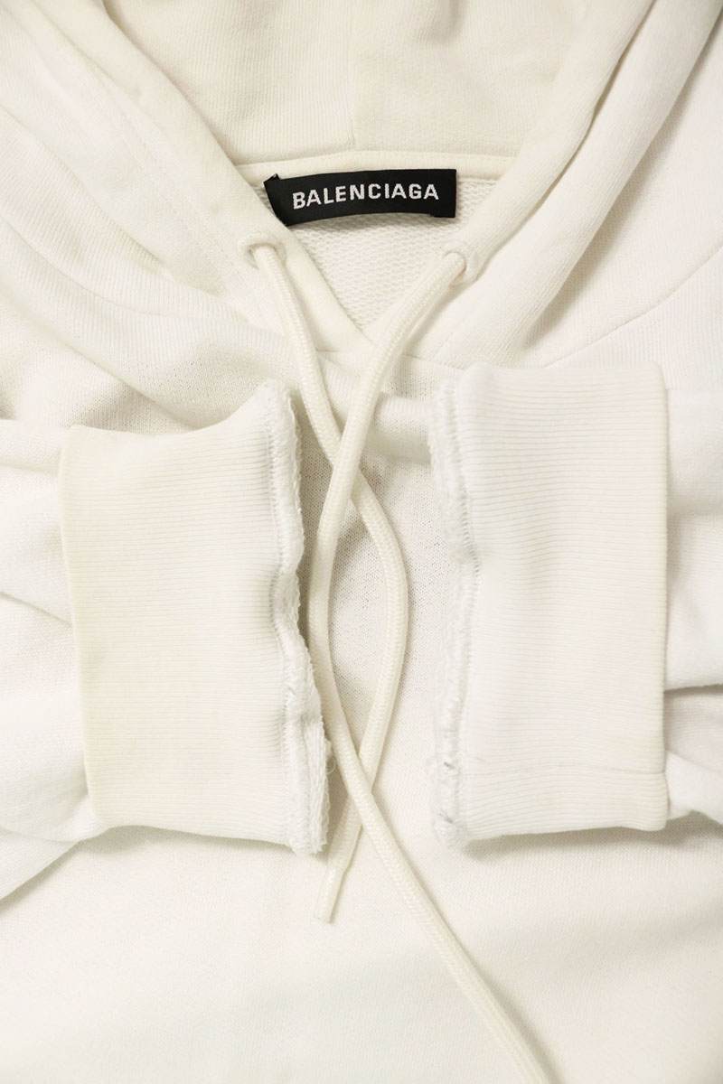 BALENCIAGA Back Tattoo Logo Embroidered Hoodie White Size XS