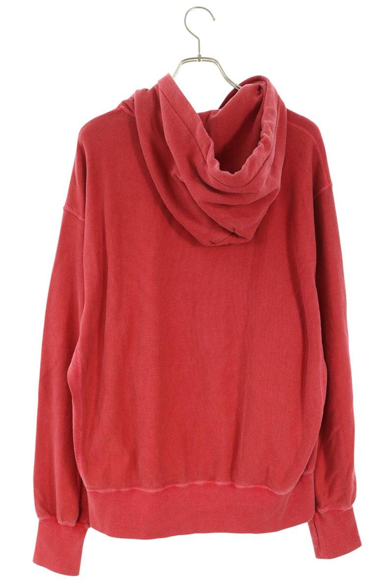 JOHN MASON SMITH Pigment Dye Cotton Zip Hoodie Red Size L
