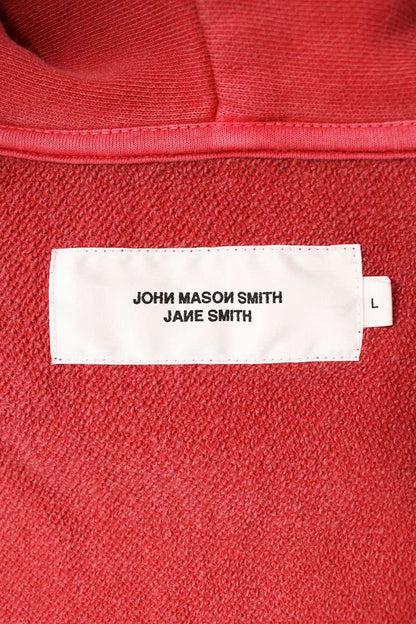 JOHN MASON SMITH Pigment Dye Cotton Zip Hoodie Red Size L