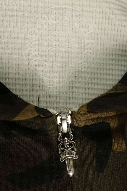 Chrome Hearts Floral Cross Horseshoe Leather Hoodie L Size L