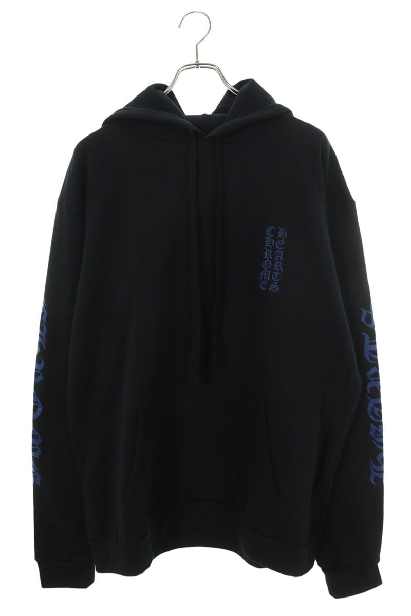 Chrome Hearts Vertical Logo Print Hoodie Black Size L