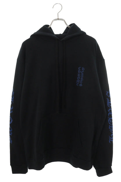 Chrome Hearts Vertical Logo Print Hoodie Black Size L