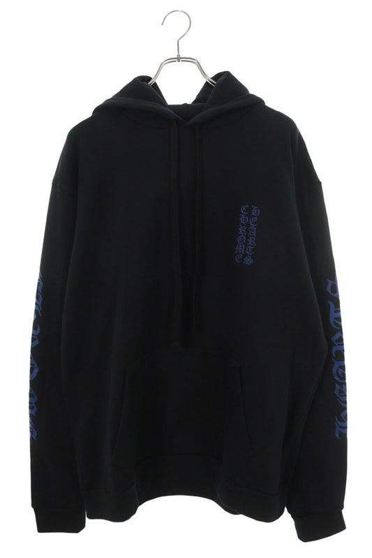 Chrome Hearts Vertical Logo Print Hoodie Black Size L