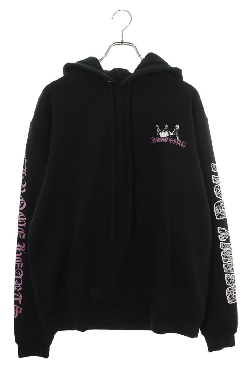 Chrome Hearts DEADLY DOLL Black Pink Cotton Hoodie Size M
