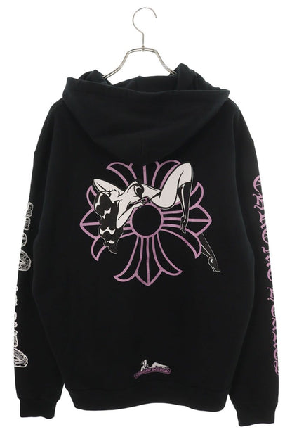 Chrome Hearts DEADLY DOLL Black Pink Cotton Hoodie Size M