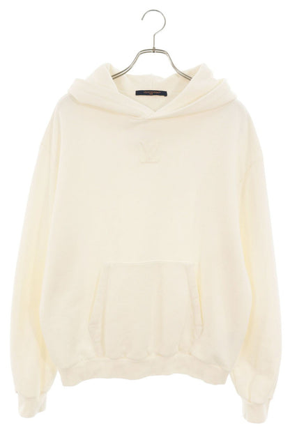 LOUISVUITTON Embossed Logo Hoodie White Cotton Size L