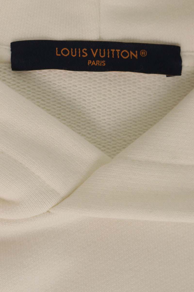 LOUISVUITTON Embossed Logo Hoodie White Cotton Size L