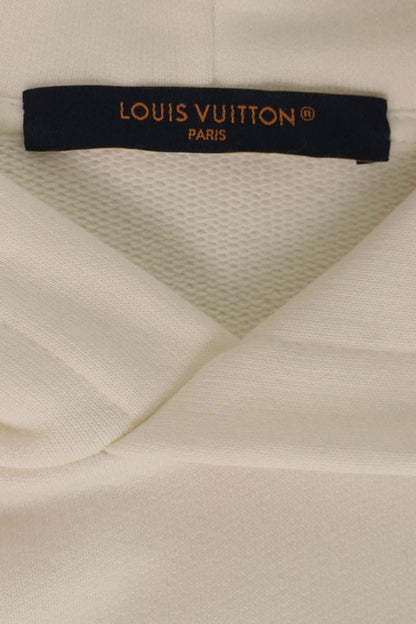 LOUISVUITTON Embossed Logo Hoodie White Cotton Size L
