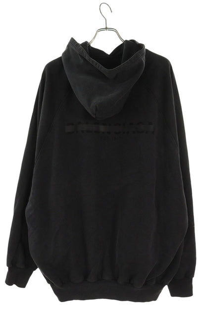 BALENCIAGA 22AW Tape Logo Print Hoodie Black Size 1