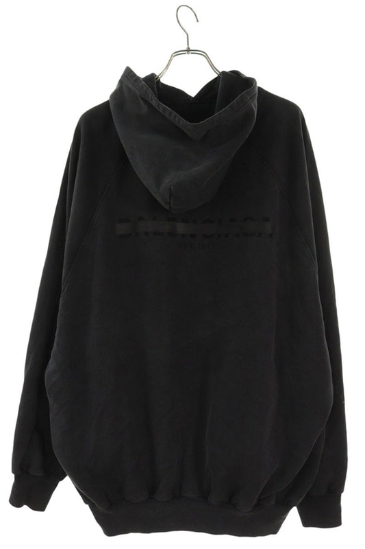 BALENCIAGA 22AW Tape Logo Print Hoodie Black Size 1