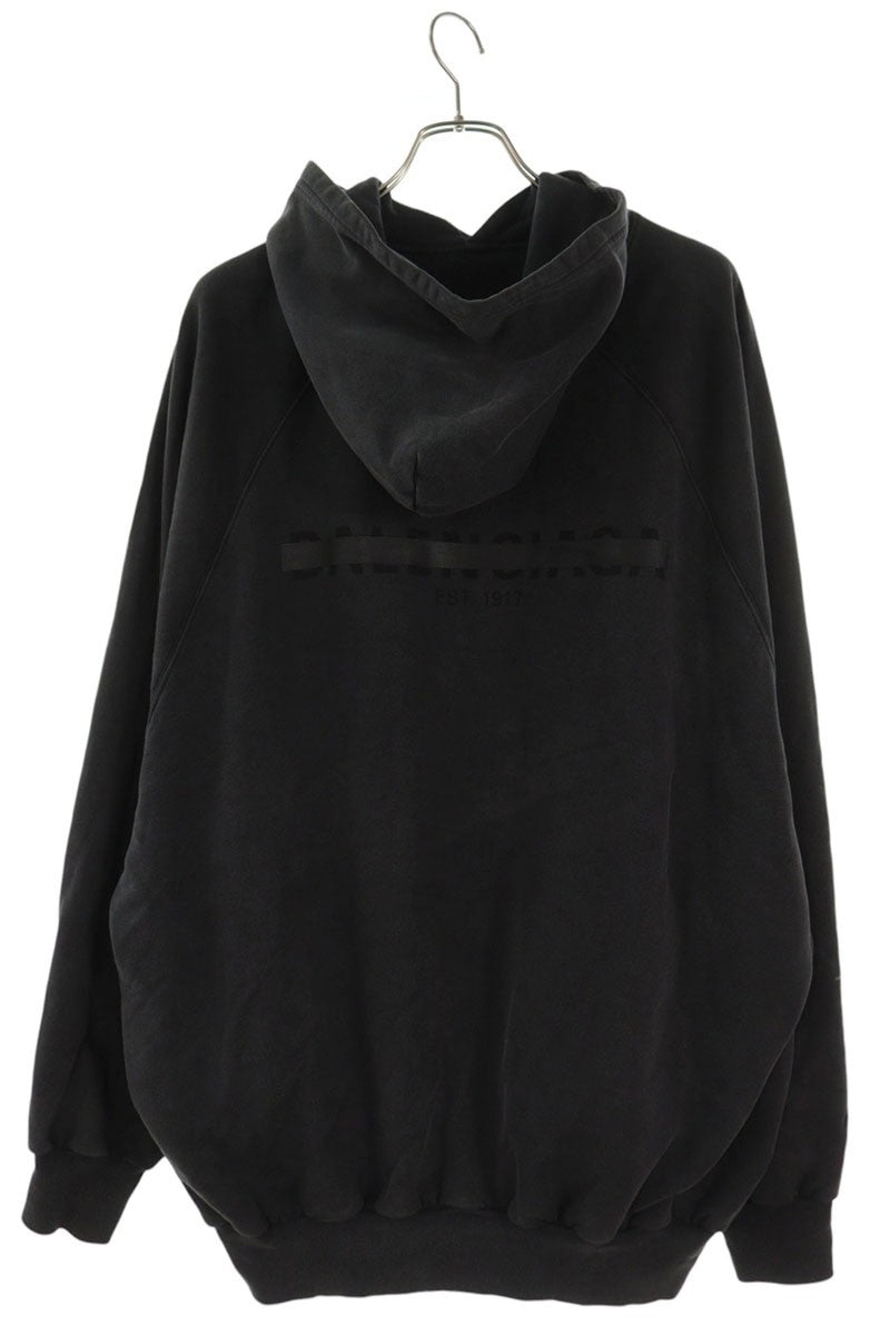 BALENCIAGA 22AW Tape Logo Print Hoodie Black Size 1