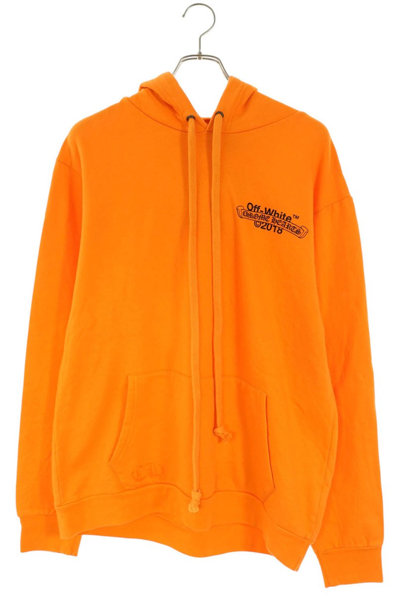 Chrome Hearts x Off-White Logo Back Hoodie Orange Size XL