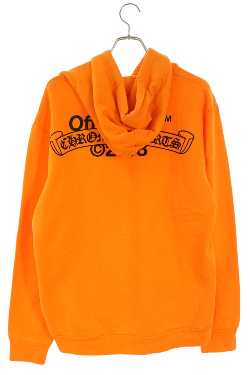 Chrome Hearts x Off-White Logo Back Hoodie Orange Size XL