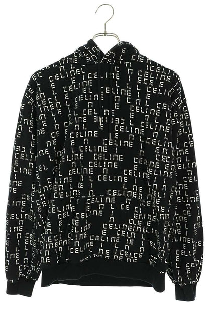 CELINE All-Over Logo Pullover Hoodie Black Size M