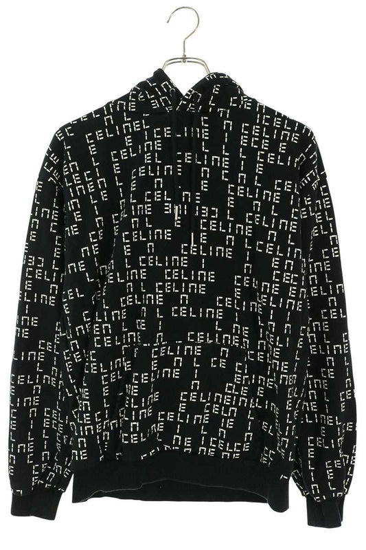 CELINE All-Over Logo Pullover Hoodie Black Size M