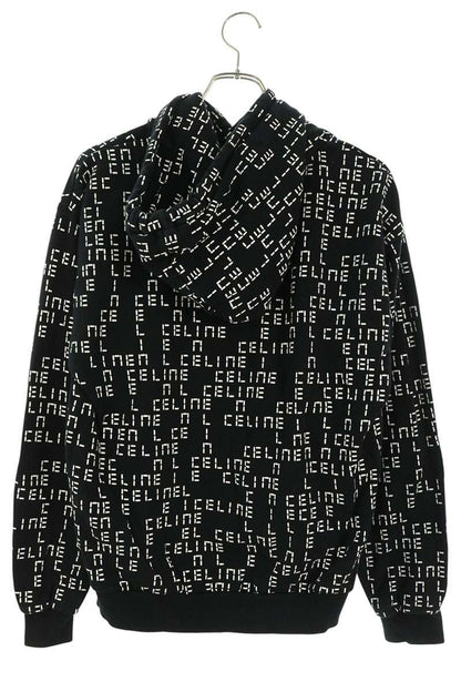 CELINE All-Over Logo Pullover Hoodie Black Size M