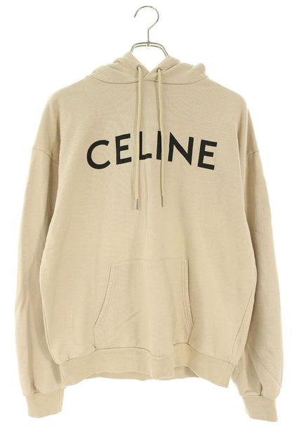 CELINE Logo Print Hoodie Beige Size M