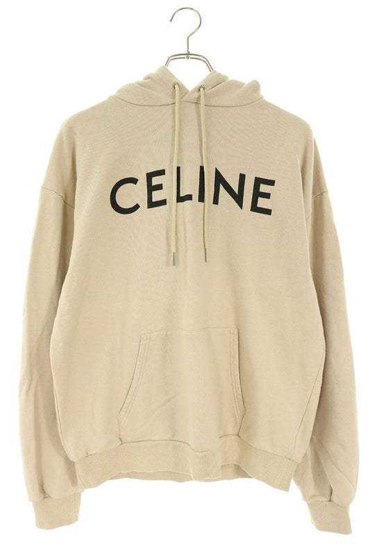CELINE Logo Print Hoodie Beige Size M