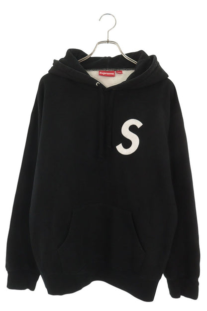 SUPREME 21AW S Logo Split Pullover Hoodie Black Size L