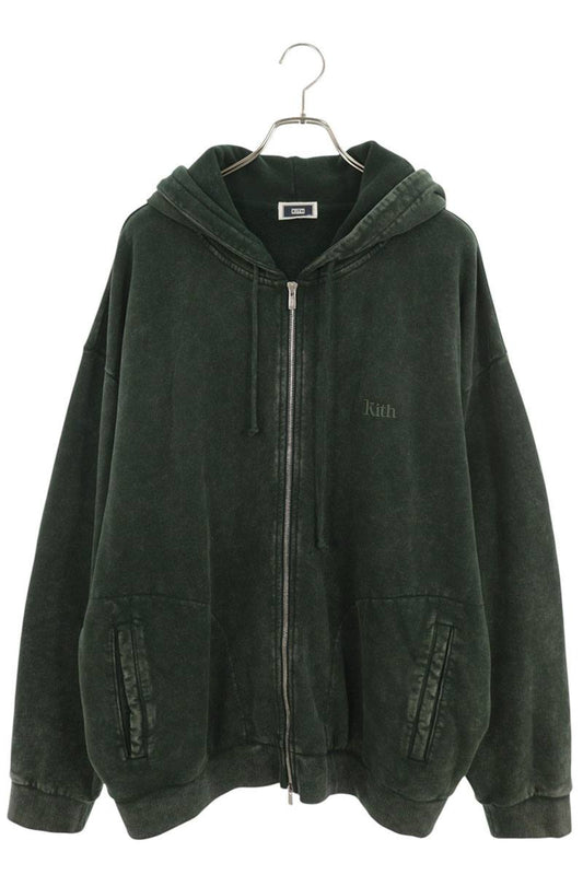 KITH 25AW Washed Full Zip Nelson Hoodie Green Size XXL