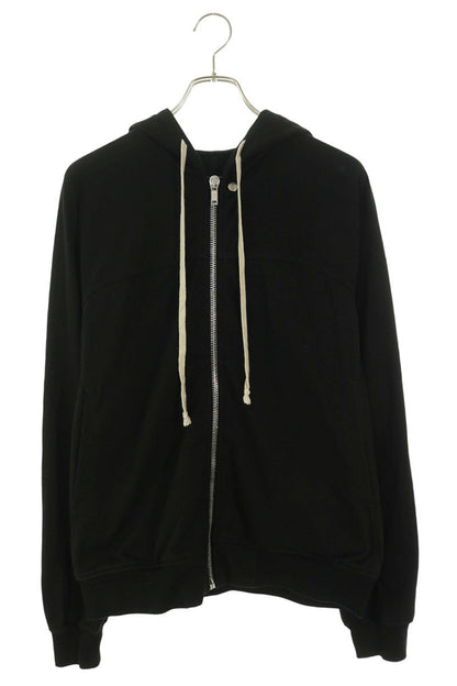 Rick Owens Black Cotton Zip-Up Hoodie Size S