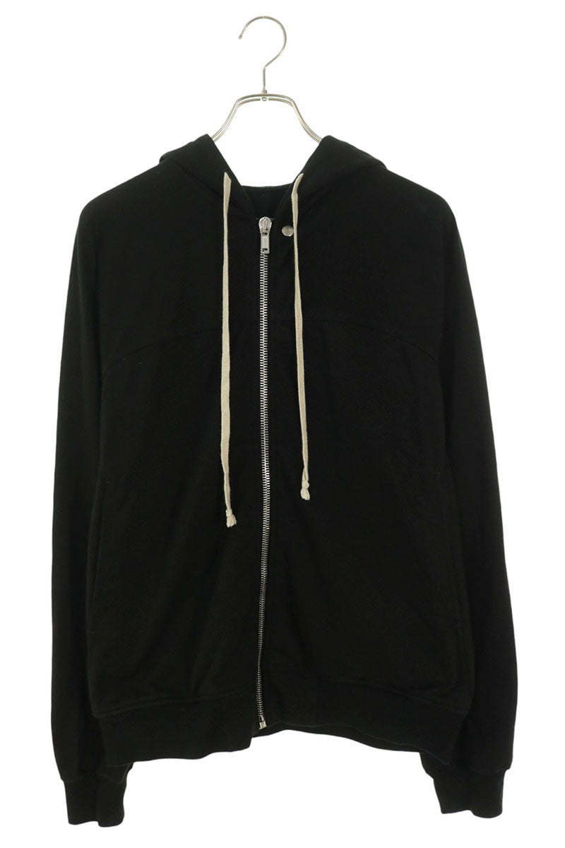 Rick Owens Black Cotton Zip-Up Hoodie Size S