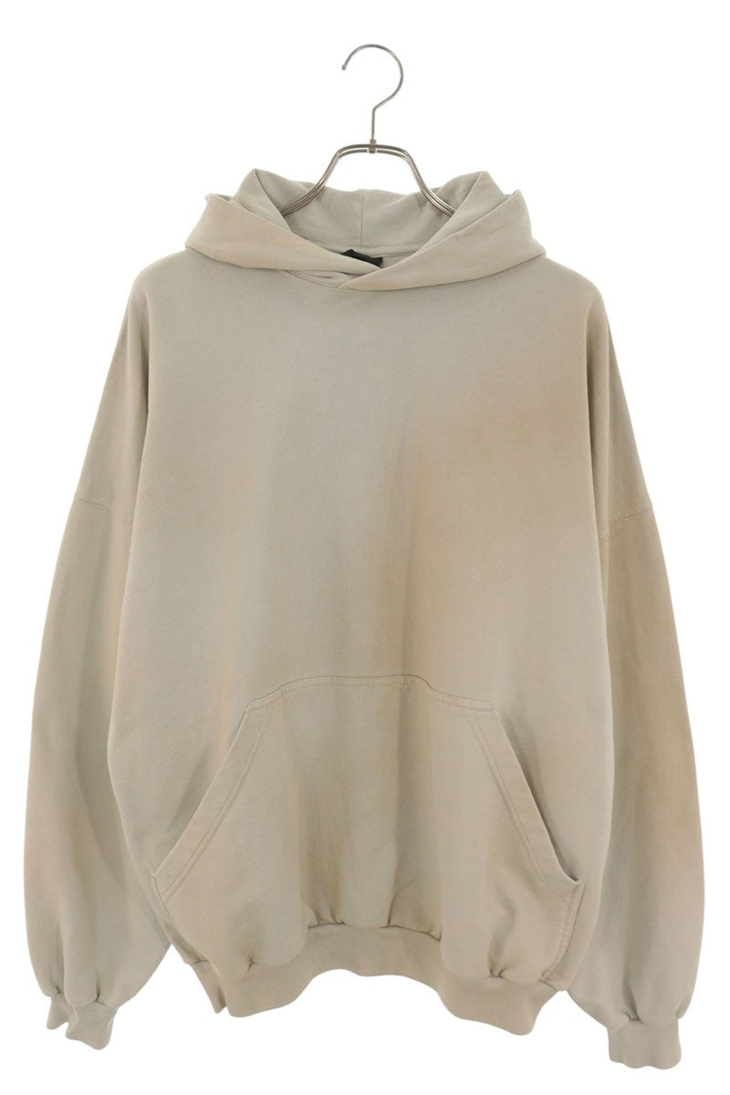 BALENCIAGA Distressed Back Logo Hoodie Beige Size 1
