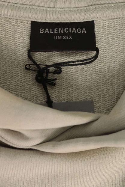 BALENCIAGA Distressed Back Logo Hoodie Beige Size 1