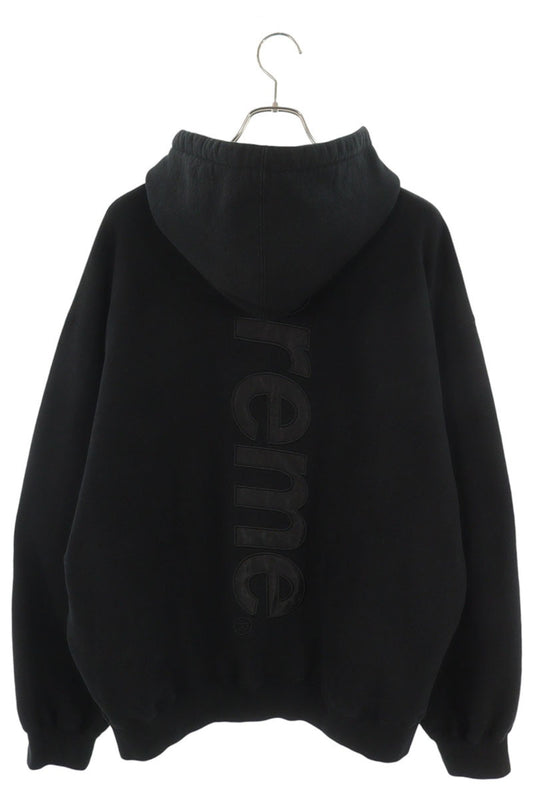 SUPREME 23AW Satin Applique Hooded Sweatshirt Black Size XL