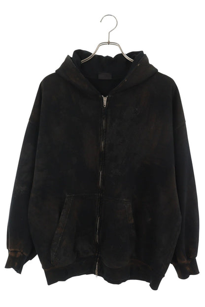 BALENCIAGA 23SS Mud Processed Zip Hoodie Black Size M