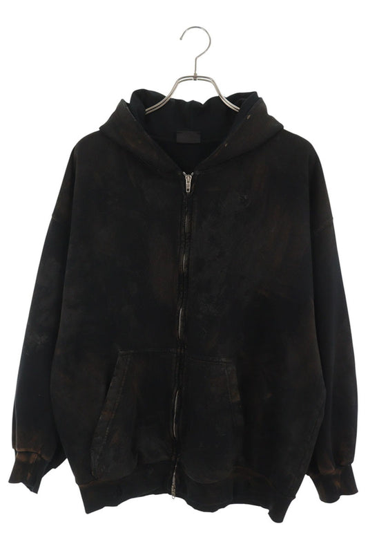 BALENCIAGA 23SS Mud Processed Zip Hoodie Black Size M